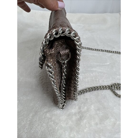 Sondra Roberts Squared Faux Leather Chain Strap Crossbody Bag Metallic Brown - Picture 2 of 3